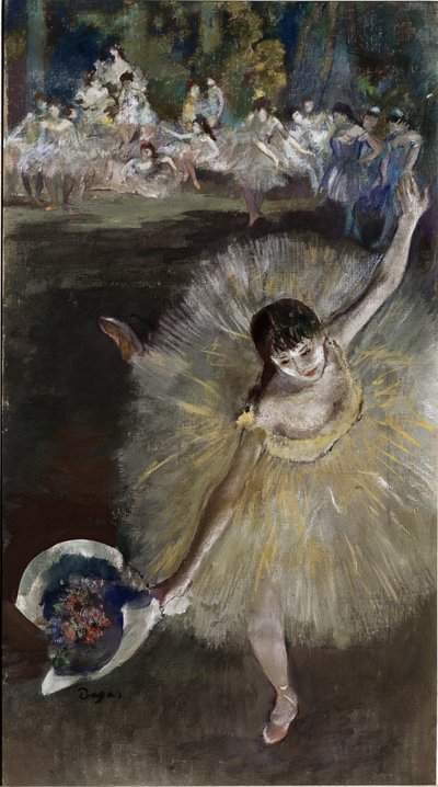 Dansande flicka (olja på duk) av Edgar Degas