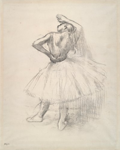 Dansare stående, höger arm upplyft? (Stående dansare, höger arm höjd) av Edgar Degas