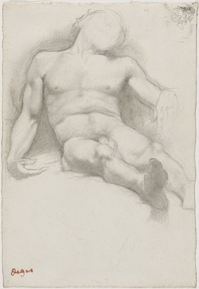 Studie - liggande naken man av Edgar Degas