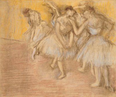 Fem dansare på scenen, ca 1906-08 av Edgar Degas