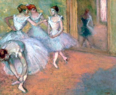 Fyra dansare i foajén, sent 1800-tidigt 1900-tal av Edgar Degas