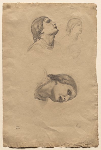 Fyra studier av en ung italiensk kvinnas huvud av Edgar Degas