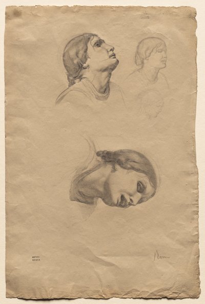 Fyra studier av en ung italiensk kvinnas huvud, 1856. av Edgar Degas