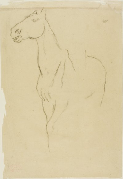 Häst vänd till tre fjärdedelar av Edgar Degas