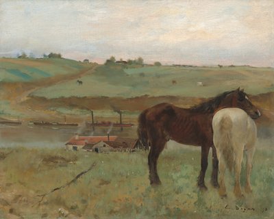 Hästar på en äng av Edgar Degas