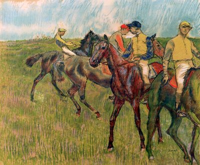 Hästar med jockeys, 1910 av Edgar Degas