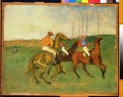 Jockeys och kapplöpningshästar, ca 1890-95 av Edgar Degas