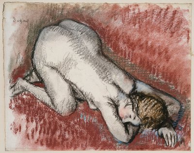 Knästående naken kvinna, ca 1889-95 av Edgar Degas