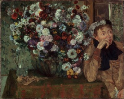 Kvinnan med krysantemum av Edgar Degas