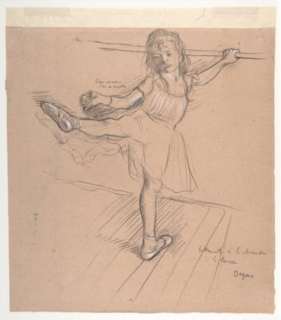 Liten flicka som övar vid baren av Edgar Degas