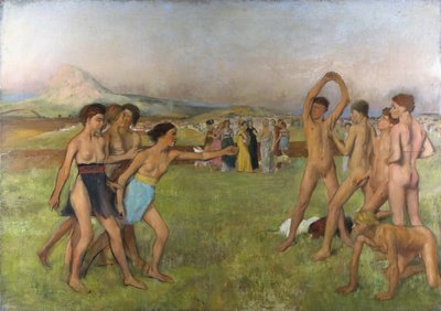 Små spartanska flickor som provocerar pojkar. Omkring 1860-1862, Olja på duk av Edgar Degas