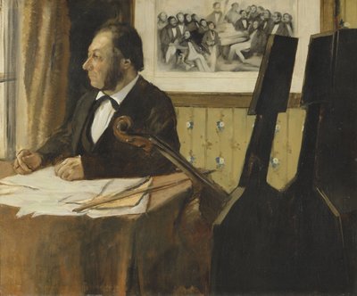 Louis-Marie Pilet, cellist i Parisoperans orkester, 1868-1869 av Edgar Degas