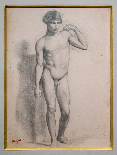 Man som står upp. Omkring 1856-1858. Grafit på papper. av Edgar Degas