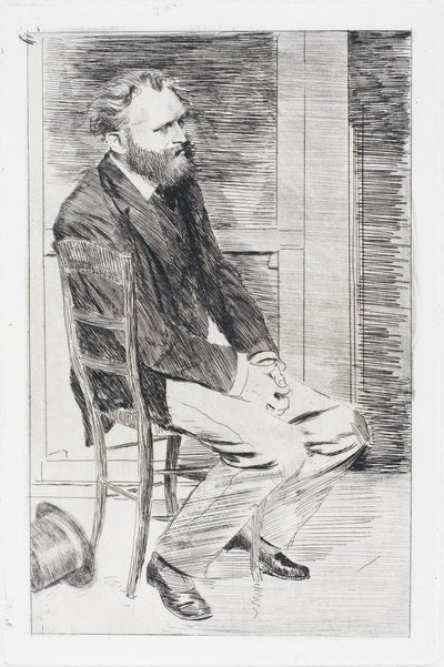 Manet sittande, vänd åt höger av Edgar Degas