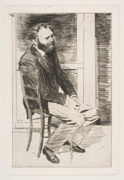 Manet sittande, vänd till höger, 1864-65. av Edgar Degas