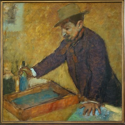 Michel Manzi, konstredaktör, vän till målaren (olja på duk) av Edgar Degas