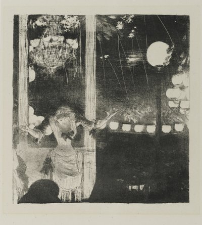 Mlle Becat på Cafe des Ambassadeurs, 1877-78 (lito på vävt papper) av Edgar Degas
