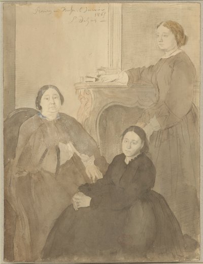 Mme Michel Musson och hennes döttrar Estelle och Désirée av Edgar Degas