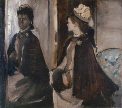 Mrs Jeantaud i spegeln, ca. 1875 av Edgar Degas