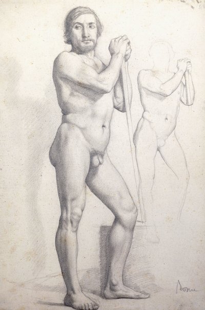 Naken man Stående; Homme nu Debout, c.1856 av Edgar Degas