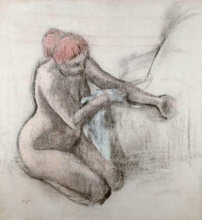 Naken kvinna som torkar sig efter badet, c.1898 av Edgar Degas