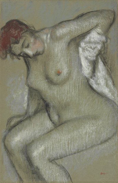 Naken kvinna som torkar sig själv; Naken kvinna som torkar sig, 1895 av Edgar Degas