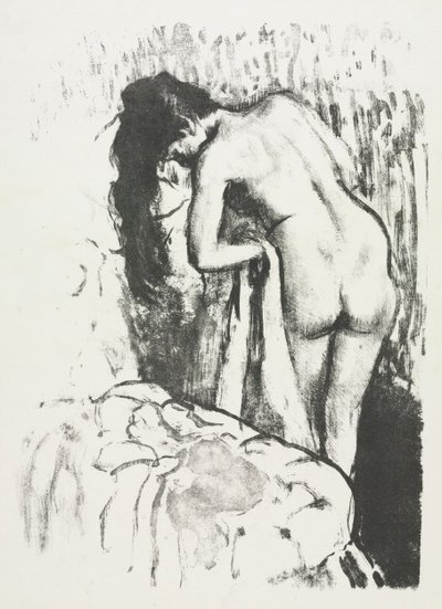 Naken kvinna som står och torkar sig, 1891-1892. av Edgar Degas