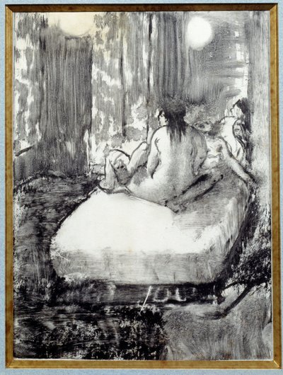 På sängen Monotypi i svart bläck på kinesiskt papper av Edgar Degas av Edgar Degas