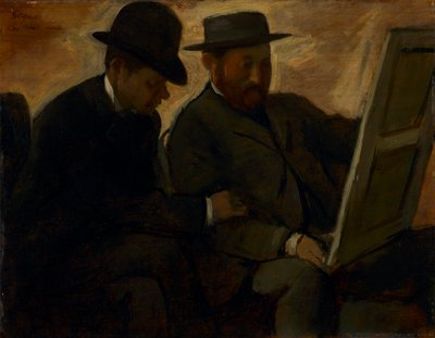 Paul Lafond och Alphonse Cherfils undersöker en målning av Edgar Degas