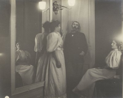 Spegelporträtt av Henry Lerolle och hans två döttrar, Yvonne och Christine av Edgar Degas