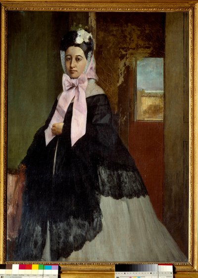 Porträtt av Therese Degas, syster till konstnären Målning av Edgar Degas (1834-1917) 1863 Sön. 0,89 x 0,67 m Paris, musee d
