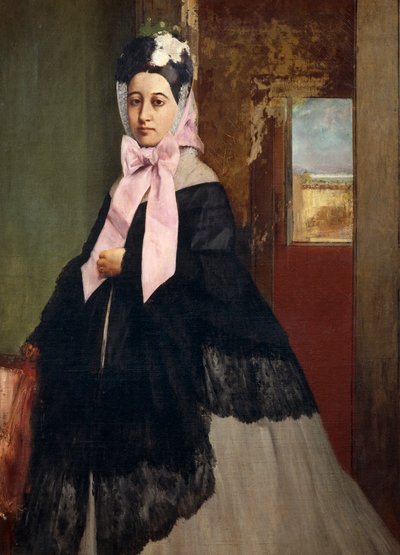 Porträtt av Therese de Gas, hertiginna av Morbilli (1840-1912), konstnärens syster av Edgar Degas