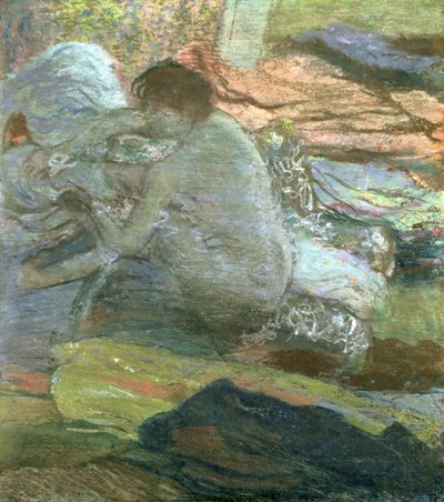 Sittande kvinna som torkar sina fötter, c.1893 av Edgar Degas