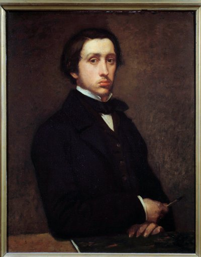 Självporträtt eller Degas i porträttmålning av Edgar Degas (1834-1917) 1855 Sön. 0,81x0,64 m Paris, musee d