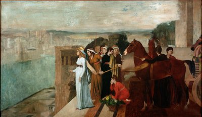 Semiramis Building Babylon (olja på duk av Edgar Degas