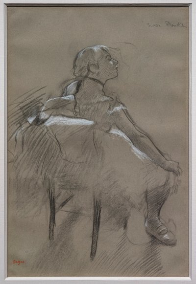 Sittande dansare (Nelly Frankly). Omkring 1880. Kol upphöjt med vit krita på papper. Specialsamling. av Edgar Degas