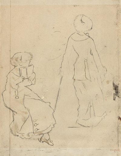 Studie för "Mary Cassatt vid Louvren" [verso] av Edgar Degas