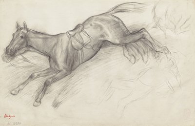 Studie för "Scene från hinderloppet: The Fallen Jockey", 1866 av Edgar Degas