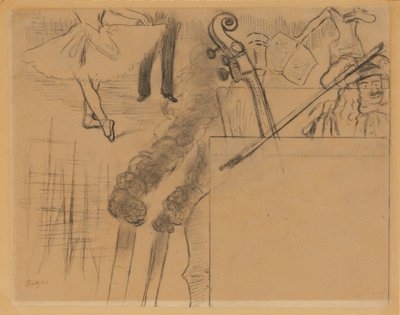 Studera för programmet för Galerie Ponsin Soiree Artistique, 15 maj 1884 av Edgar Degas