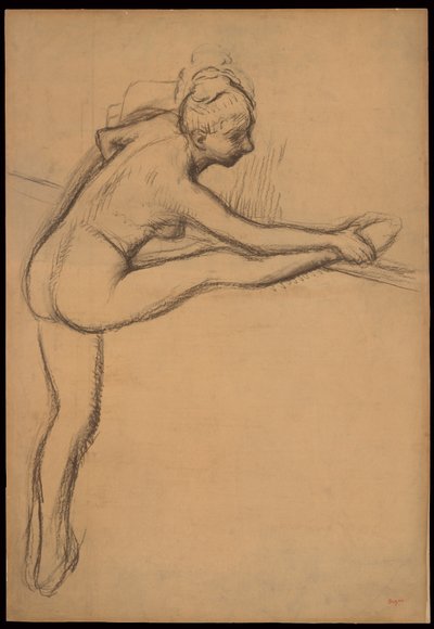 Studie eines Aktes (Tänzerin an der Barre) av Edgar Degas