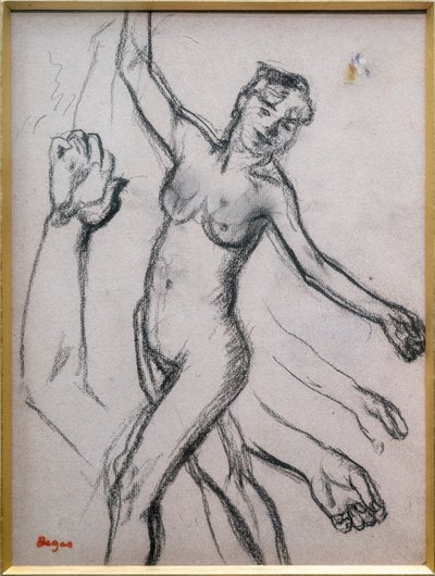 Studie av en kvinna. 1878, kol på papper. av Edgar Degas