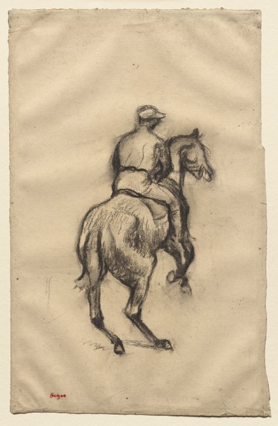 The Jockey, ca 1885-1900 (kol på papper) av Edgar Degas