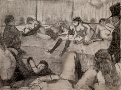Salongen. 1879. Monotypi har svart bläck, pastellfärger. av Edgar Degas