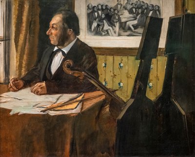Cellisten Louis-Marie Pilet. Omkring 1868-1869. Olja på duk. av Edgar Degas