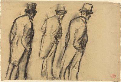 Tre studier av Ludovic Halévy stående, ca. 1880. av Edgar Degas