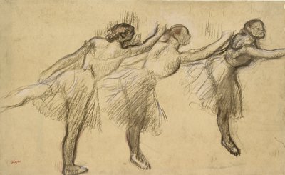 Tre studier av en ballerina, sent 1800-tal av Edgar Degas
