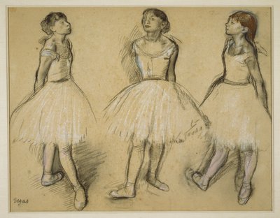 Tre studier av en dansare i fjärde position av Edgar Degas