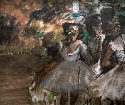 Tre dansare bakom kulisserna. 1880-1885. Olja på duk. av Edgar Degas