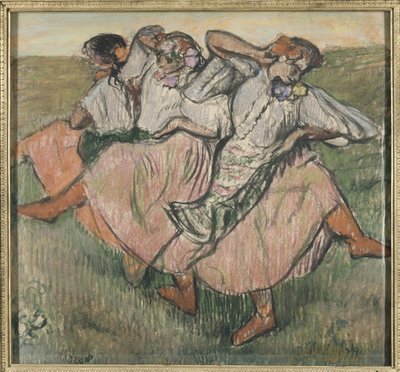 Trois danseuses russes - Tre ryska dansare, av Degas, Edgar (1834-1917). Pastell på papper, slutet av 1890-talet. Mått: 62x67 cm. Nationalmuseum Stockholm av Edgar Degas