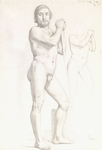 Två akademiska studier av en man, c.1856 av Edgar Degas